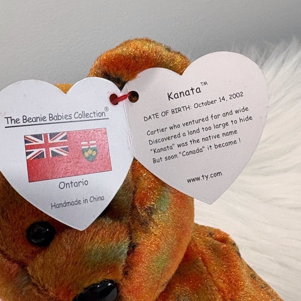 TY(58)Kanata Beanie Baby Orange Tie-Dye Star Bear Plush - Picture 3 of 6